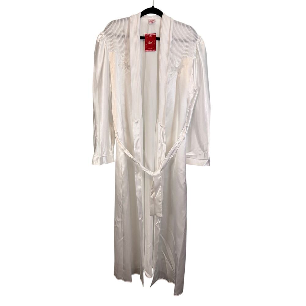 Biconf Night Robe Women 52 White Satin Lounge Sleepwear Bridal Wedding ITALY NWT